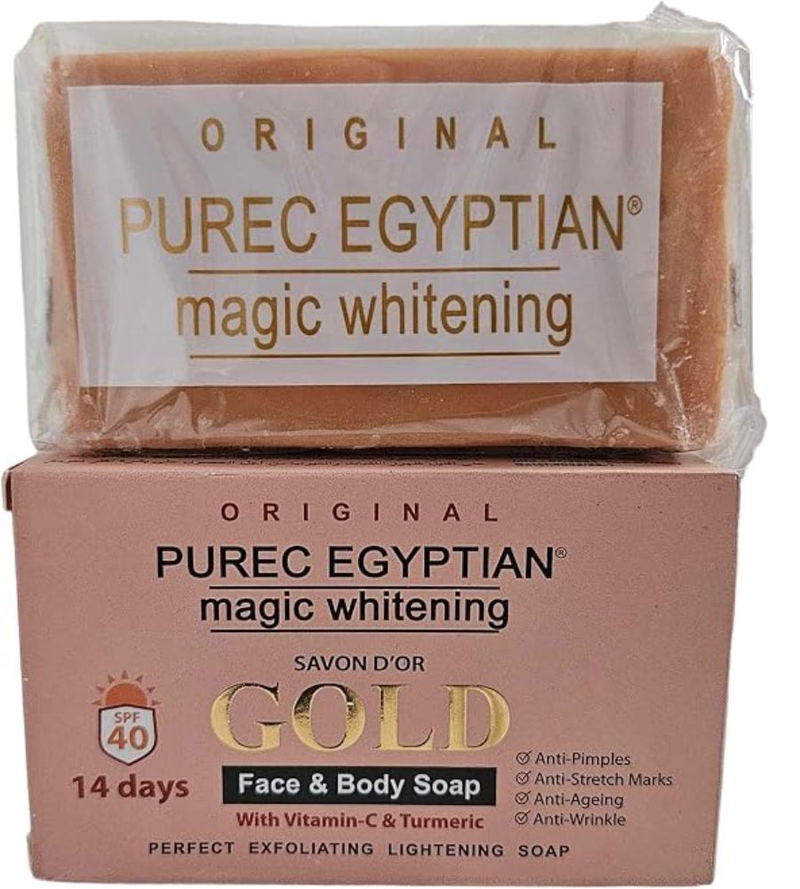 1 Generic Pure Egyptian Gold Face & Body Lotion 14 Days Whitening Soap with Vitamin C, TUmeric & SPF 40 180g - Image 1