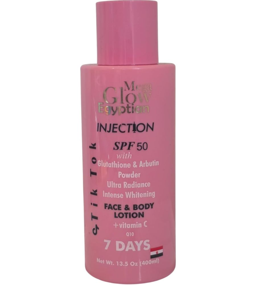 10 Mega Glow Egyptian Injection Face & Body Lotion SPF50 400ML - with Vitamin C, 7 days action - Image 1