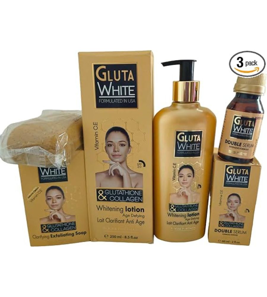 12 Gluta White Age Defying Lotion With Glutathione & Collagen 250ml + Serum + Soap - Image 1