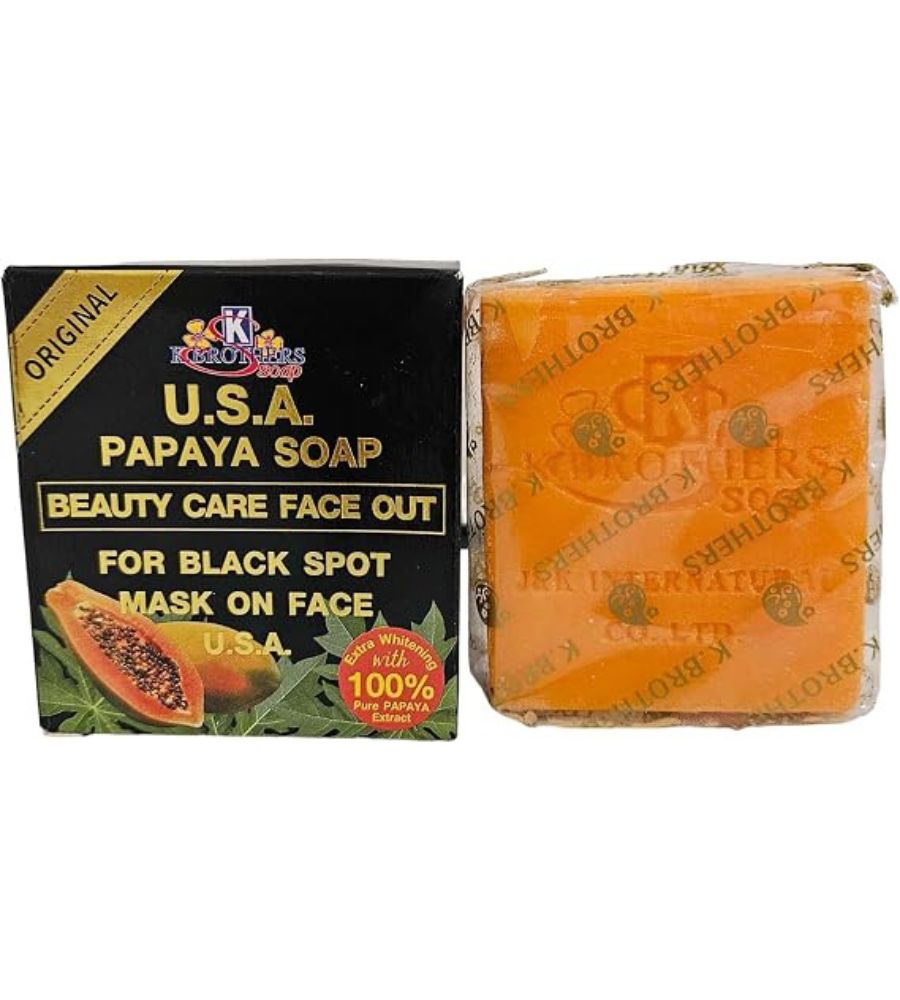 13 K.BROTHERS USA PAPAYA SOAP BEAUTY CARE FACE OUT SOAP 120g x 1 - Image 1