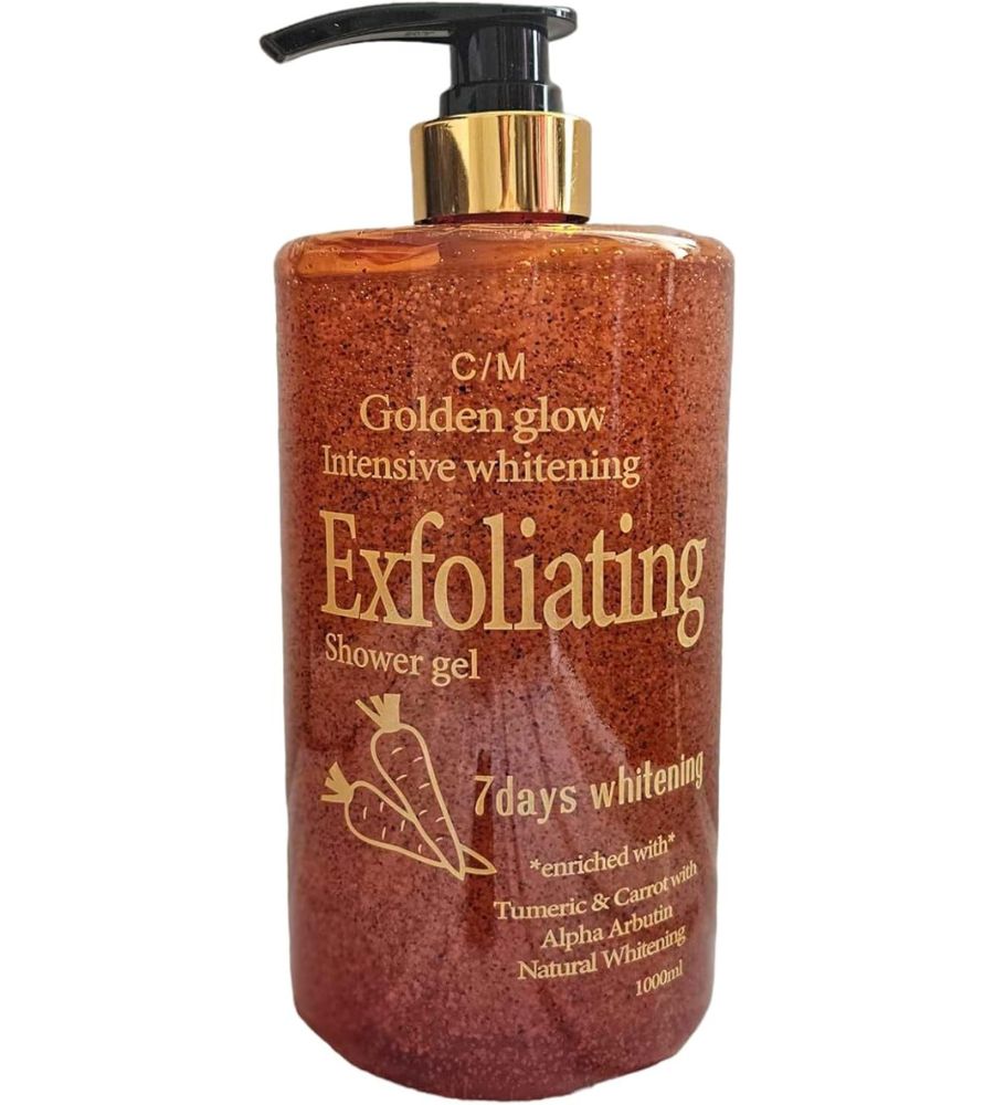14 Golden Glow Intensive Whitening Exfoliating Shower Gel, Body Wash with Tumeric & Carrot Extract 1000ml - Image 1