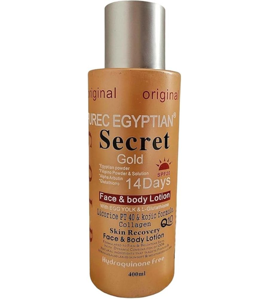 2 Pure Egyptian Secret Gold 14 Days Face & Body Lotion 400 ml with SPF20, Egg Yolk, L- Glutathione, Licorice - 400 ml - Image 1