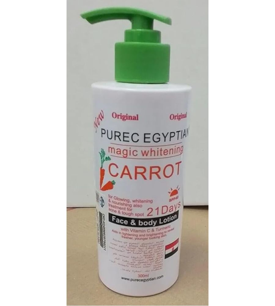 3 Pure Egyptian Whitening face And body lotion.300ml With CARROT & SPF 40 - Image 1