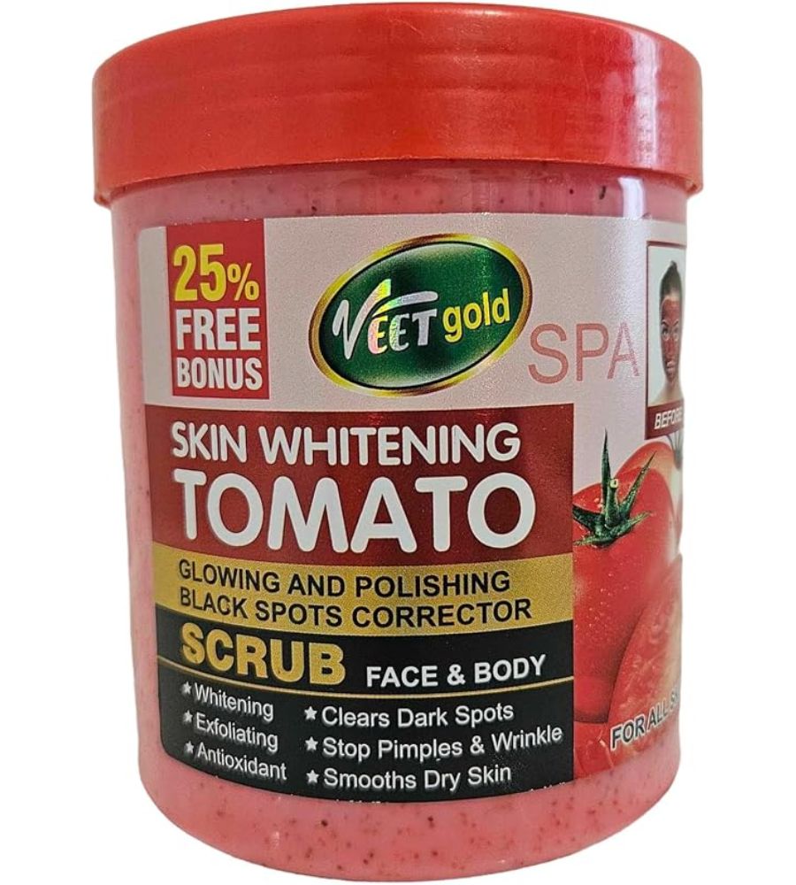 33 VeetGOLD Tomato Glowing & Black Spots Corrector Scrub Face & Body Whitening 500ml - Image 1