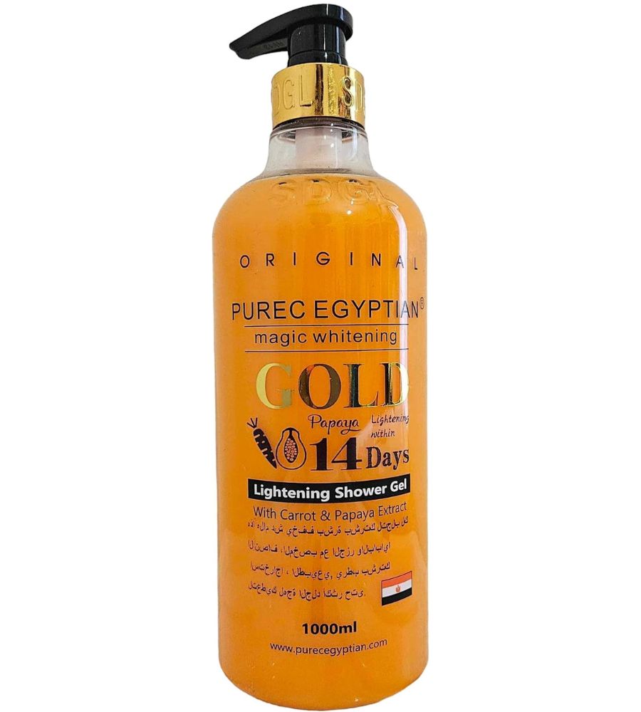 5 Pure Egyptian Papaya Gold Shower Gel – Carrot & Papaya Extract- 1000ml - Image 1