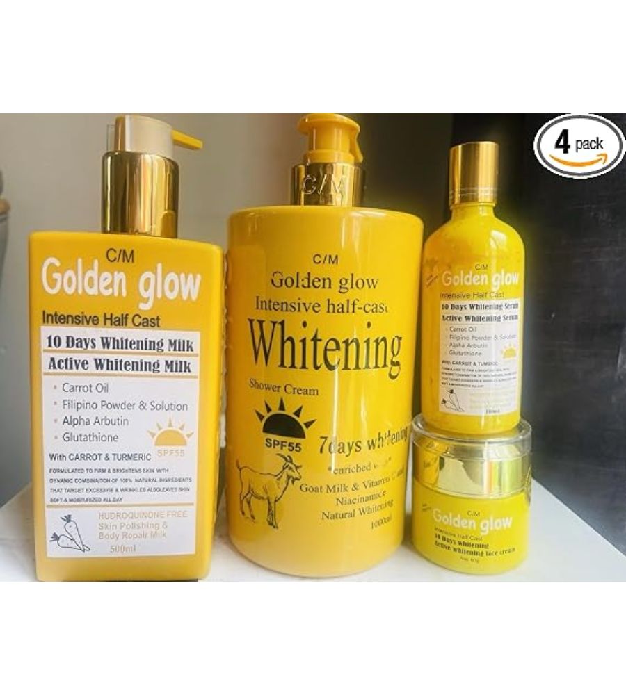 8 Golden Glow Intensive Half Cast Body Lotion 500ml + Body Wash 1000ml + Serum 100ml + Face Cream 60ml with spf55 4 in 1 Set - Image 1